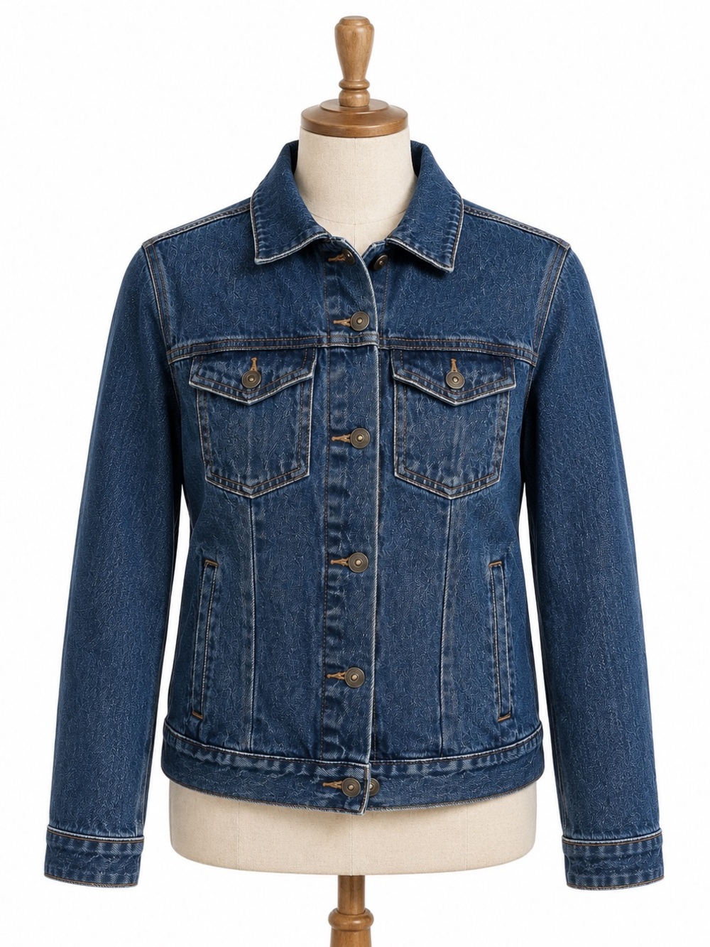 Port Authority Women’s Denim Trucker Jacket Dark Wash Button Front XL